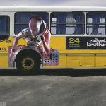 Another example of using the bus tire to add motion to the ad.  This time it's a DJ.  