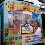 Rear bus ad for Leelin Home Health Care on the Ogemaw County Transit buses, West Branch, Michigan.