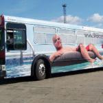 Looks like the water might flow right out of this bus!  I like the use of negative space in this design.  The image is impacting and very noticeable.  

Very cool!